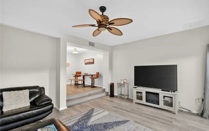 Smart TV and lounge seating in the furnished Marco Island monthly rental